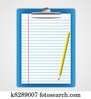 Paper sheet on blue board. 