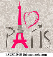Paris lettering over lace seamless pattern Paris lettering over lace seamless pattern