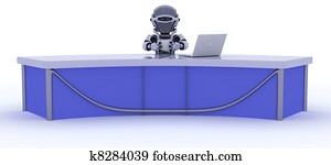 robot sat at a desk reporting the news robot sat at a desk reporting the news