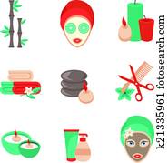 Spa icons set