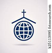 vector, símbolo, o, icono, de, iglesia