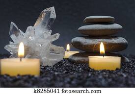 zen with crystal, stone and candle zen with crystal, stone and candle