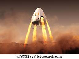 פרטי, חללית, מודולה, אדמות, ב, כוכב לכת, מארס