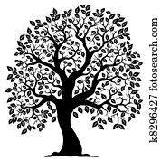baum, geformt, silhouette, 3 baum, geformt, silhouette, 3