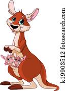 canguru, mãe, e, bebês