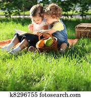 crianças, ligado, piquenique