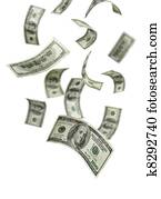 Falling Money $100 Bills
