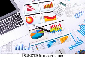 graphs, charts, záležitosť, stol.