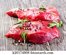 raw meat with rosemary raw meat with rosemary