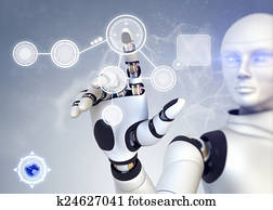 Robot is working with touchscreen Robot is working with touchscreen