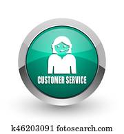 servicio de cliente, plata, metálico, cromo, diseño telaraña, verde, redondo, icono de internet, con, sombra, blanco, fondo.