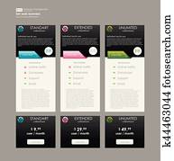 set, drie, tariffs, web, banner., interface, voor, bouwterrein, ui, ux, app., prijzen, tafel, spandoeken, order, doosje, knoop, lijst, en, pistoolkogel, met, plan, voor, website, in, platte, motieven, stijl