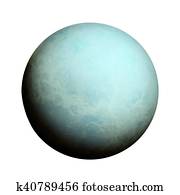Solar System - Uranus. Isolated planet on white background.