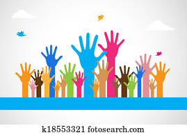 Vector Colorful Raised Hands Vector Colorful Raised Hands