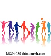 העבר, צייר, ילדים, צלליות, לשחק