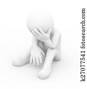 3d, דכא, עצוב, בן אדם