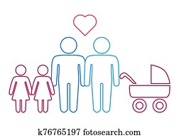 A schematic depiction of a family couple of gay men with children A schematic depiction of a family couple of gay men with children