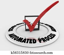 Automated Process Check Box Mark Workflow Automation 3d Illustration Automated Process Check Box Mark Workflow Automation 3d Illustration