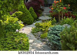 Garden path with stone landscaping