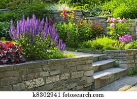 Garden with stone landscaping Garden with stone landscaping