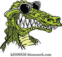 gator, ou, jacaré, desgastar, sunglass