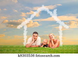 Happy couple and house