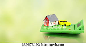 House with car and calculator.