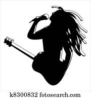 Reggae Rasta Musician Silhouette Reggae Rasta Musician Silhouette