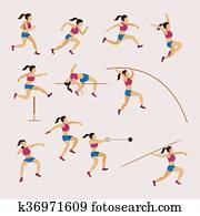Sports Athletes, Track and Field, Women Set Sports Athletes, Track and Field, Women Set