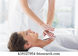 terapeuta, executar, reiki, sobre, wom