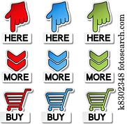vector, wijzer, stickers, -, hier, meer, kopen