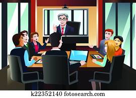 zalezitost zaludnit, prostredníctvom, jeden, video conference