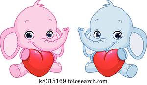 Baby elephants holding hearts Baby elephants holding hearts
