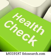 cheque saúde, tecla computador, em, verde, mostrando, exame médico