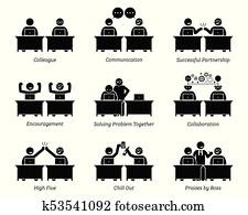 Colleague and business partners working together efficiently in workplace office.