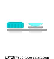 Contact len stand icon, flat style Contact len stand icon, flat style