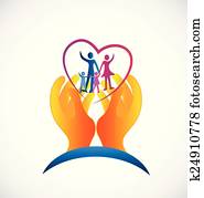 familiehelse, bekymring, symbol, logo