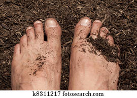 Gardening with feet in the dirt. 