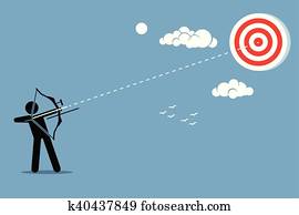 Man shooting target with arrow Man shooting target with arrow