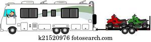 Motorhome towing ATV's Motorhome towing ATV's