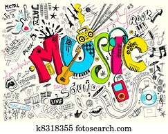 musik, gekritzel musik, gekritzel