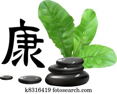 Zen Stones vith Hieroglyph 