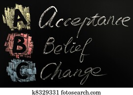 Acronym of ABC - acceptance,belief,change