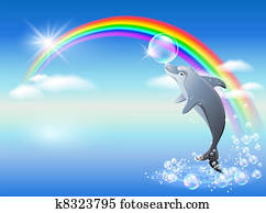 arco íris, e, golfinho