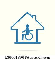 Disabled care, Nursing home sign icon