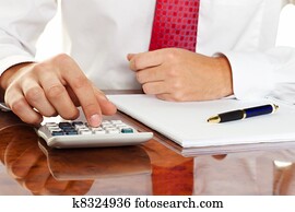 gerente, com, calculadora