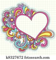 Heart Frame Notebook Doodles Vector Heart Frame Notebook Doodles Vector