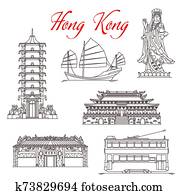 Hong Kong architecture landmarks, famous symbols Hong Kong architecture landmarks, famous symbols