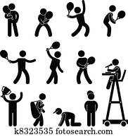 jogador tênis, árbitro, pictograma, ícone