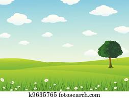 paisagem, com, capim